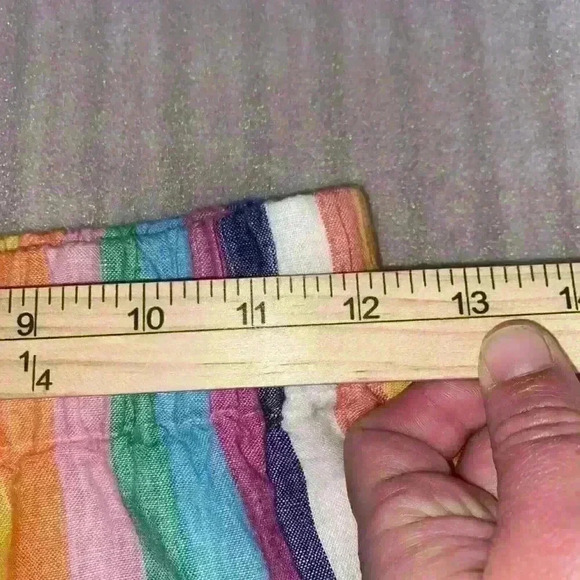 J. Crew XSP Pull-On Striped Multicolored Rainbow Linen Skirt w/Pockets - Picture 4 of 7